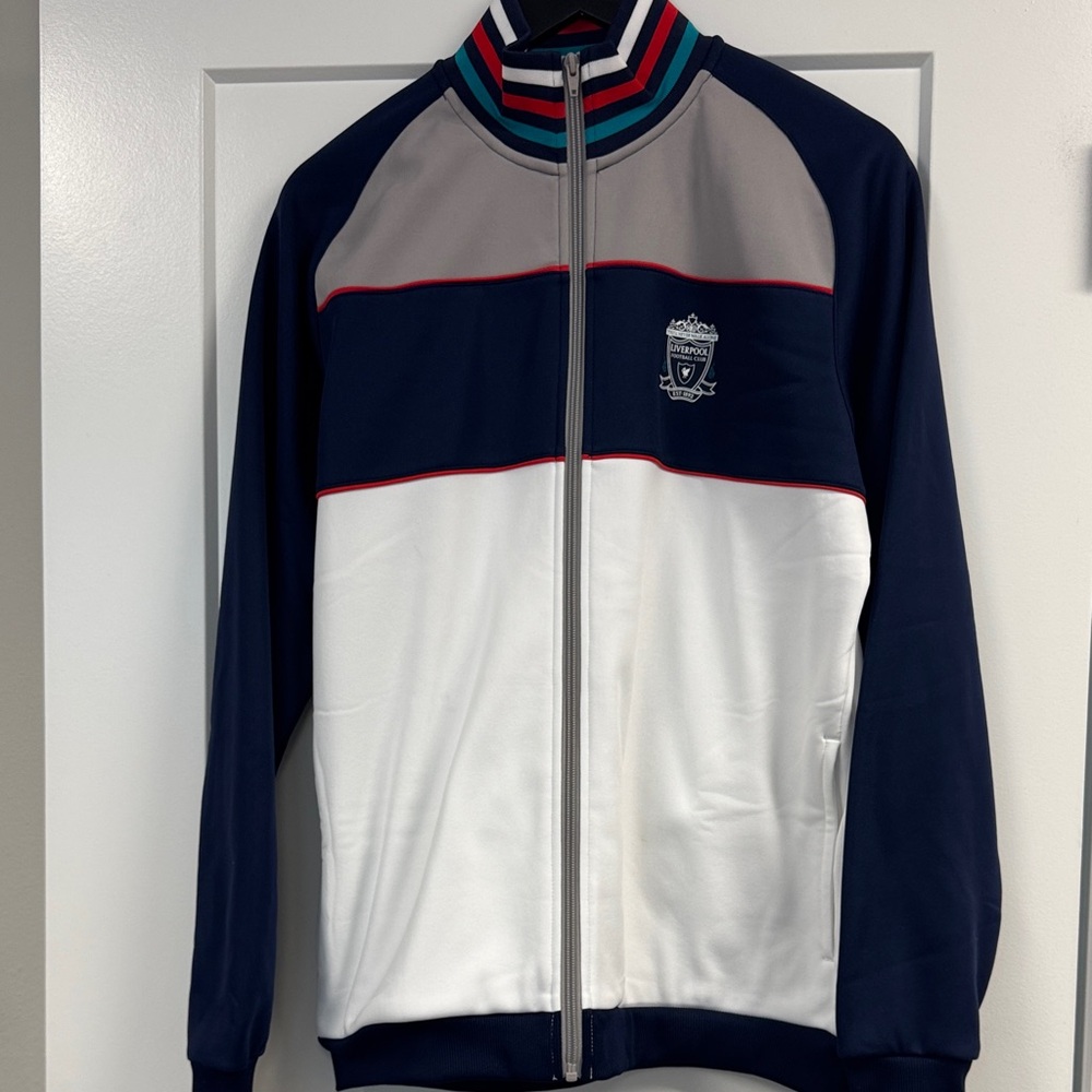 NWOT Navy & White Track Jacket with Crest